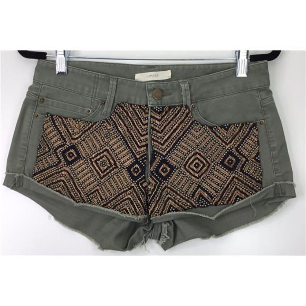 Capulet Beaded Jean Shorts XS/P Capulet Anthro Green Sexy New 0779
